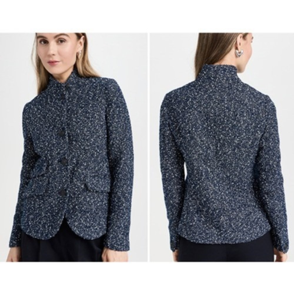 Rag & Bone Slade Blazer Blue Tweed Textured Fall Style Size 12